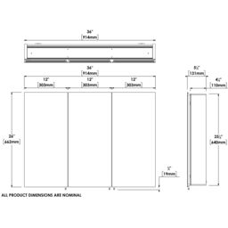 Croydex Brantley Triple Bathroom Wall Cabinet With 3 Mirror Doors (H)660mm (W)914mm - thumbnail 6