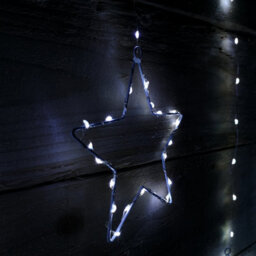 1.2M Premier Christmas Static Star Led Silver Pin Wire V Curtain Lights In White - thumbnail 2