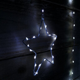 1.2M Premier Christmas Static Star Led Silver Pin Wire V Curtain Lights In White - thumbnail 9