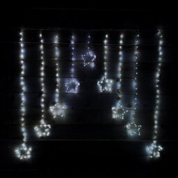 1.2M Premier Christmas Static Star Led Silver Pin Wire V Curtain Lights In White - thumbnail 8
