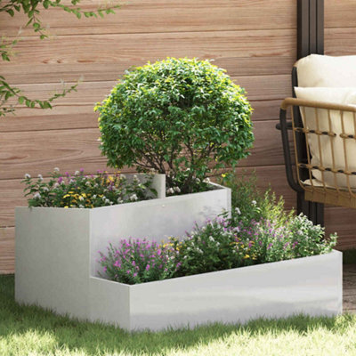 Berkfield Garden Planter Silver 80 X 80 X 50 Cm Stainless Steel - image 1