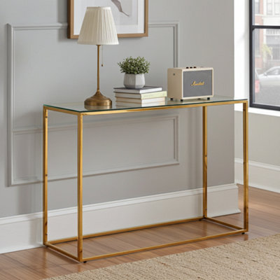 The Furniture Market Monza Glass Console Hall Table With Gold Frame - image 1