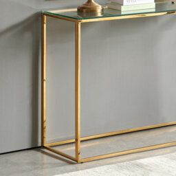The Furniture Market Monza Glass Console Hall Table With Gold Frame - thumbnail 5