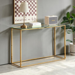 The Furniture Market Monza Glass Console Hall Table With Gold Frame - thumbnail 4