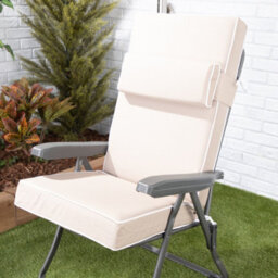 Alfresia Recliner Garden Chair, Charcoal Frame With Taupe Luxury Cushion - thumbnail 3