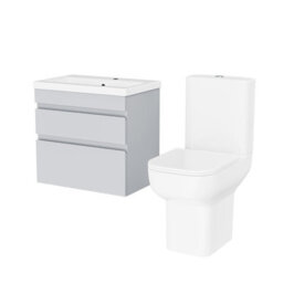 Nes Home 600mm Matte Grey  Wall Hung Drawers Vanity Unit & Rimless Toilet Set - thumbnail 6