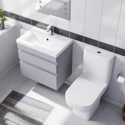Nes Home 600mm Matte Grey  Wall Hung Drawers Vanity Unit & Rimless Toilet Set - thumbnail 4