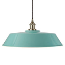 Duck Egg Blue Large Chancery Painted Dome Pendant Light With Brushed Chrome Lamp Holder And Grey Twisted Cable - Se Home