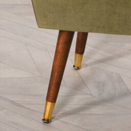 Annalise Olive Green Velvet Buttoned Footstool With Wooden Legs - thumbnail 5