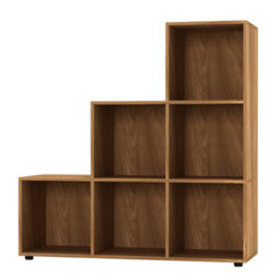 Urbn-Living Oak, Blue - 6-Cube Step Shelving Unit With Wooden Door - thumbnail 3