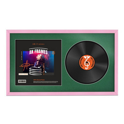 "30X17"" Pink Classic Vinyl Record Frame With Emerald Mount For 12 Inch Lp Album Cover & Disc - Ak Frames" - image 1