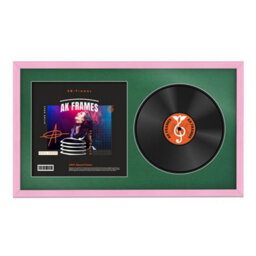 "30X17"" Pink Classic Vinyl Record Frame With Emerald Mount For 12 Inch Lp Album Cover & Disc - Ak Frames"