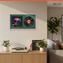 "30X17"" Pink Classic Vinyl Record Frame With Emerald Mount For 12 Inch Lp Album Cover & Disc - Ak Frames" - thumbnail 5