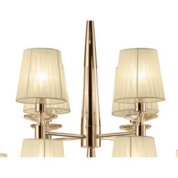 Luminosa Lighting Luminosa Tiffany Pendant 2 Tier 12+12 Light E14+G9, French Gold With Cream Shades & Clear Crystal - thumbnail 5