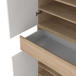 Wyld Haus Budapest Shoe Cabinet In White And Natural Oak Effect 4 Doors 1 Drawer - thumbnail 9