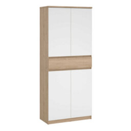 Wyld Haus Budapest Shoe Cabinet In White And Natural Oak Effect 4 Doors 1 Drawer - thumbnail 2
