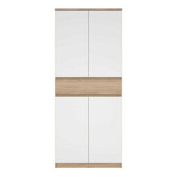 Wyld Haus Budapest Shoe Cabinet In White And Natural Oak Effect 4 Doors 1 Drawer - thumbnail 3