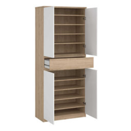 Wyld Haus Budapest Shoe Cabinet In White And Natural Oak Effect 4 Doors 1 Drawer - thumbnail 7