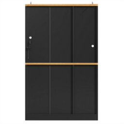 Abrihome Tall Display Cabinet With Led Lighting - 104X40X180 Cm Kitchen & Living Room Storage, Black - thumbnail 6