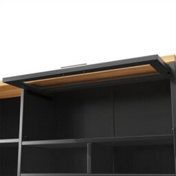 Abrihome Tall Display Cabinet With Led Lighting - 104X40X180 Cm Kitchen & Living Room Storage, Black - thumbnail 7