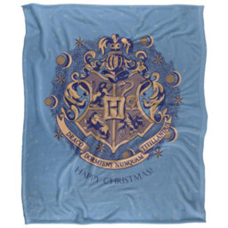 Harry Potter Happy Christmas Hogwarts Crest Blanket Multicoloured (One Size) - thumbnail 2