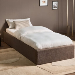 Wyld and Coco Luxora Taupe Bouclé Slatted Bed Frame Eu Single 3Ft With Ottoman Storage - thumbnail 2