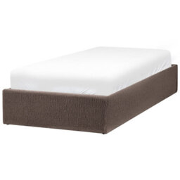 Wyld and Coco Luxora Taupe Bouclé Slatted Bed Frame Eu Single 3Ft With Ottoman Storage - thumbnail 1