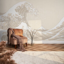 I Love Wallpaper Grand Wave Mural In Cream (350Cm X 240Cm) - thumbnail 1