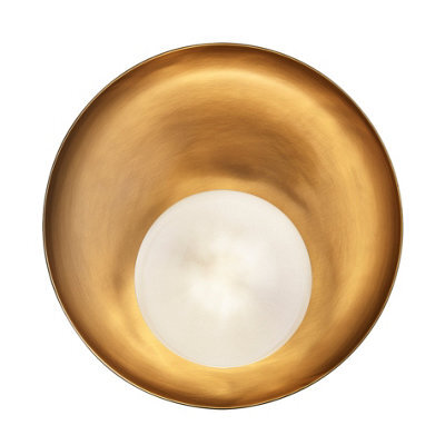 Industville Hayle Outdoor & Bathroom Round Diffuser Wall Light - Brass - image 1