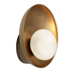 Industville Hayle Outdoor & Bathroom Round Diffuser Wall Light - Brass - thumbnail 4
