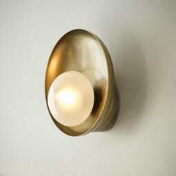 Industville Hayle Outdoor & Bathroom Round Diffuser Wall Light - Brass - thumbnail 2