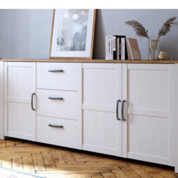 Furniture To Go Bohol 3 Door 3 Drawer Large Sideboard In Riviera Oak/white - thumbnail 6