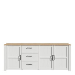 Furniture To Go Bohol 3 Door 3 Drawer Large Sideboard In Riviera Oak/white - thumbnail 2