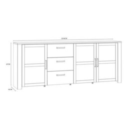 Furniture To Go Bohol 3 Door 3 Drawer Large Sideboard In Riviera Oak/white - thumbnail 7