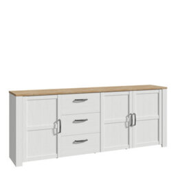 Furniture To Go Bohol 3 Door 3 Drawer Large Sideboard In Riviera Oak/white