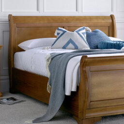 Toulon Wooden Sleigh Bed - Oak Finish - King Size 5Ft Bed Frame Only - thumbnail 2