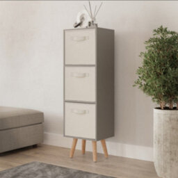 Urbn-Living Urbnliving 80Cm Height 3 Tier Grey Wooden Storage Bookcase Scandinavian Style Beech Legs With Cream Inserts