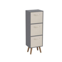 Urbn-Living Urbnliving 80Cm Height 3 Tier Grey Wooden Storage Bookcase Scandinavian Style Beech Legs With Cream Inserts - thumbnail 2