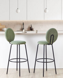Beliani Set Of 2 Bar Chairs Emery Boucle Light Green - thumbnail 2