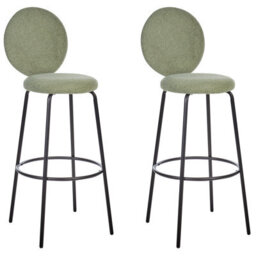 Beliani Set Of 2 Bar Chairs Emery Boucle Light Green - thumbnail 4