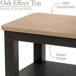 Christow Slim Console Table Oak-Effect Top Shelf & Storage Charcoal H60Cm X W65Cm X D28Cm - thumbnail 5