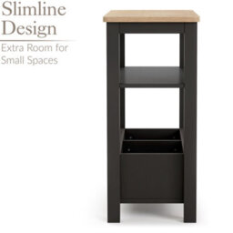 Christow Slim Console Table Oak-Effect Top Shelf & Storage Charcoal H60Cm X W65Cm X D28Cm - thumbnail 2