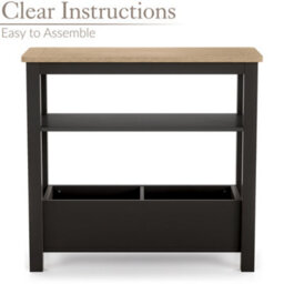Christow Slim Console Table Oak-Effect Top Shelf & Storage Charcoal H60Cm X W65Cm X D28Cm - thumbnail 4