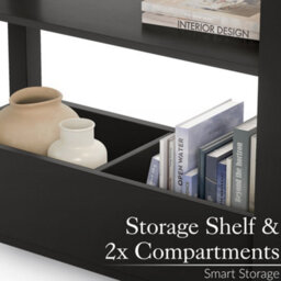 Christow Slim Console Table Oak-Effect Top Shelf & Storage Charcoal H60Cm X W65Cm X D28Cm - thumbnail 3