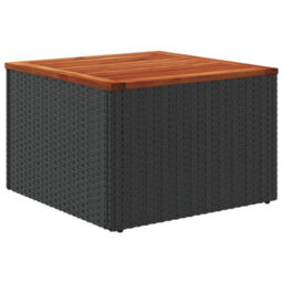 Berkfield Garden Table Black 55X55X37 Cm Poly Rattan And Acacia Wood - thumbnail 6