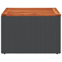 Berkfield Garden Table Black 55X55X37 Cm Poly Rattan And Acacia Wood - thumbnail 5