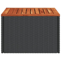 Berkfield Garden Table Black 55X55X37 Cm Poly Rattan And Acacia Wood - thumbnail 4