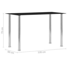 Berkfield Dining Table Black 120X60X75 Cm Tempered Glass - thumbnail 5