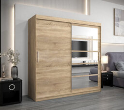 Arte Stylish Oak Sonoma Roma I Sliding Door Wardrobe W2000mm H2000mm D620mm Mirrored Vertical Handles Elegant Storage Solution - thumbnail 2