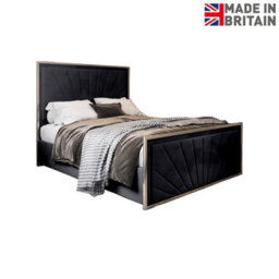 Roxy Upholstered Soft Velvet Metal Bed Frame - Black - thumbnail 6